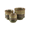 China garden pots suppliers flower pots ceramic bark style 3 sets outdoor pot plant for planter